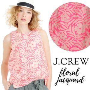 J. Crew Neon Coral Floral Jacquard Sleeveless Top